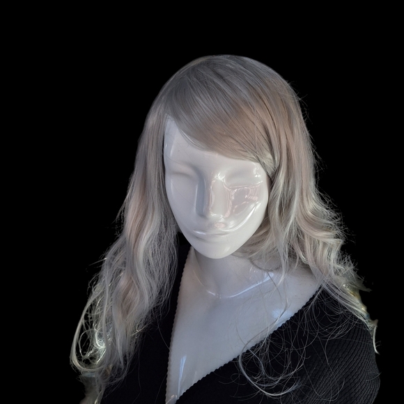 Platinum Salt & Pepper Layered Look White Color Long Hair With Wave/Wear My Wig - Picture 6 of 13